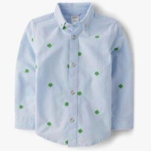 Gymboree Boys Button-Down Shirt with Green Clover Print
